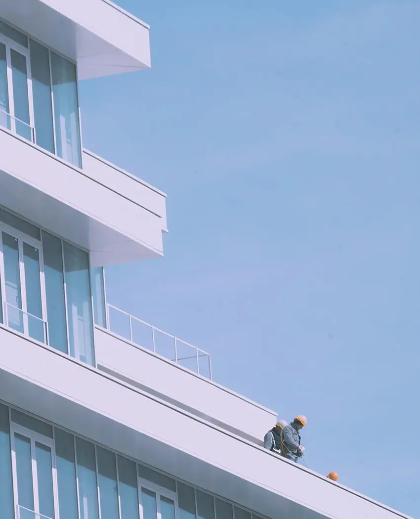 People working on building